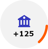 Dibujo - Simbolo usado para las instituciones de Investigación cientícas, con el símbolo más (+) y el número 125.
